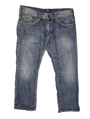 Silver Jeans Mens 36x34 Blue Gordie Loose Fit Straight Leg Faded Wash Denim